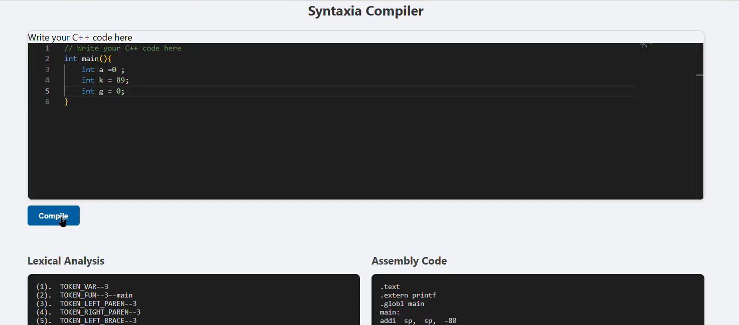 Syntaxia Compiler